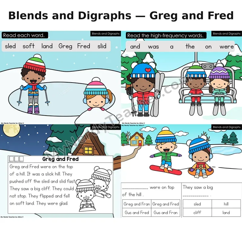 Blends and Digraphs Decodable Reader (Digital) — Winter: Greg and Fred
