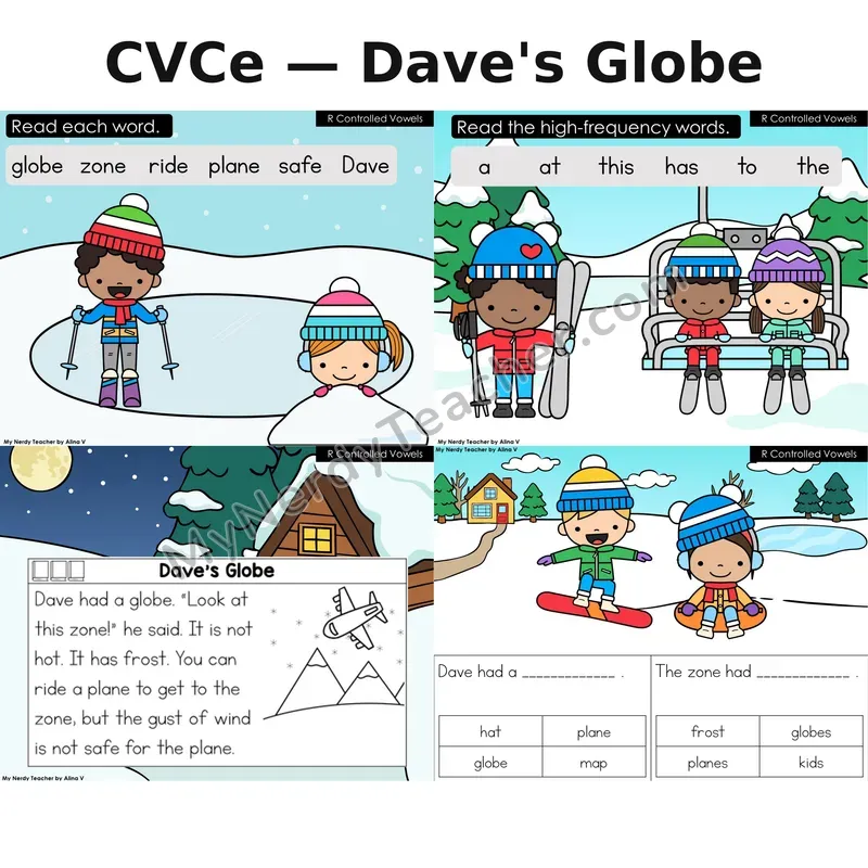 CVCe Silent E Decodable Reader (Digital) — Winter: Dave's Globe