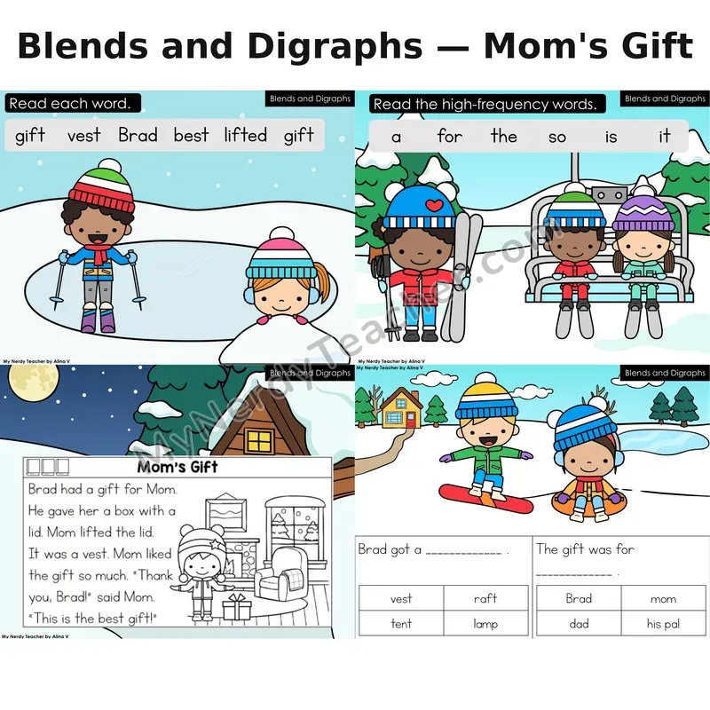 Blends and Digraphs Decodable Reader (Digital) — Winter: Mom's Gift
