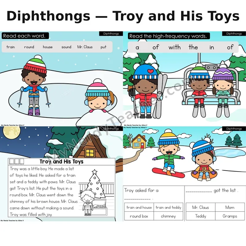 Diphthongs Decodable Reader (Digital) — Winter: Troy and His Toys