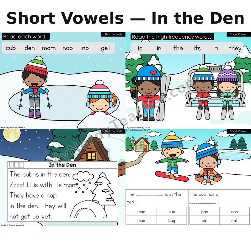 Short Vowels Decodable Reader (Digital) — Winter: In the Den