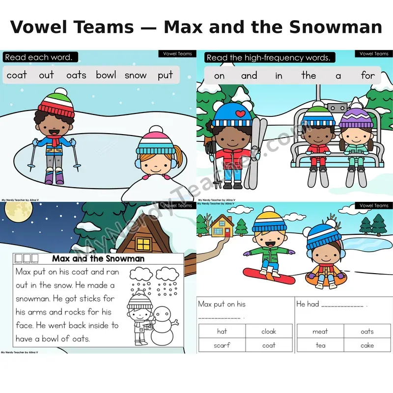 Vowel Teams Decodable Reader (Digital) — Winter: Max and the Snowman