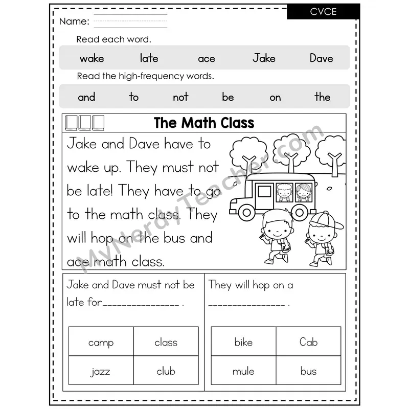 CVCe Silent E Decodable Reader — Fall: The Math Class