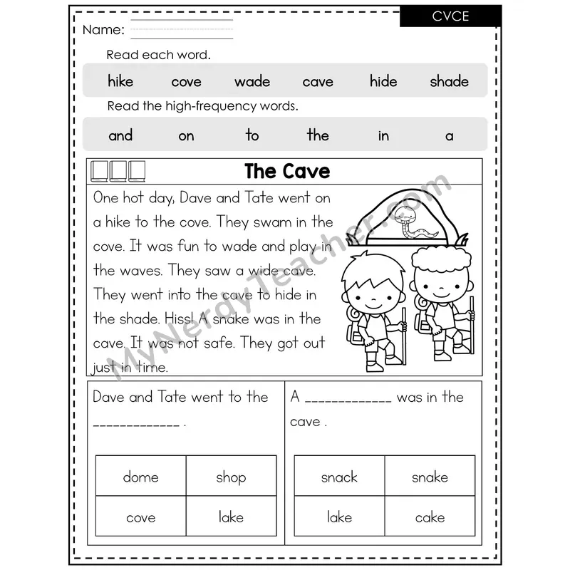 CVCe Silent E Decodable Reader (Editable) — Summer: The Cave