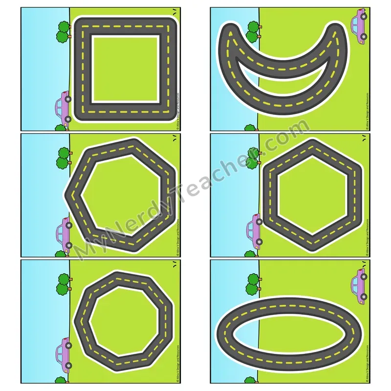 2D Shape Road Tracing Center — Drive a Car Around the Shape
