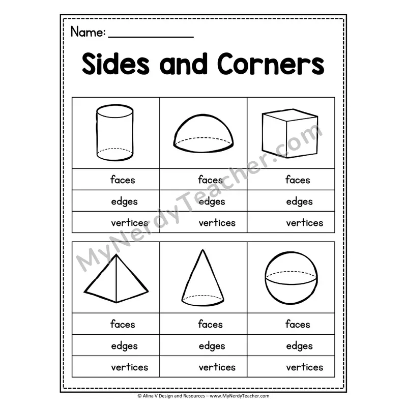 3D Shapes Worksheet — Faces, Edges, and Vertices Practice
