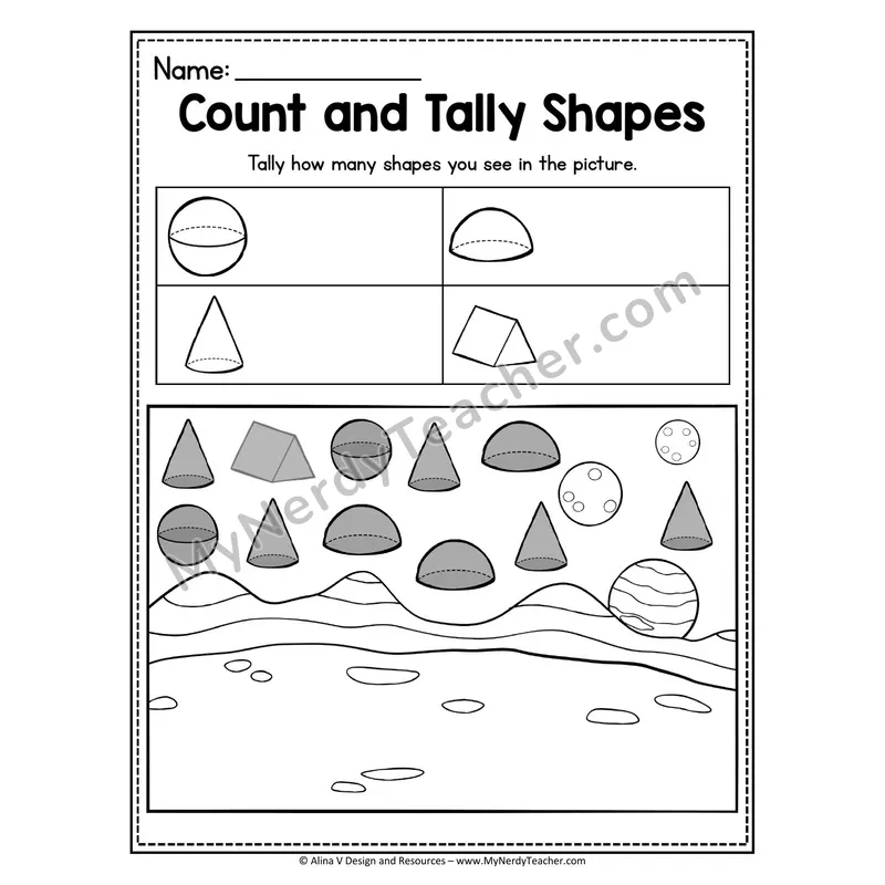 Count and Tally 3D Shapes Worksheet — Tally Hidden Shapes in Picture