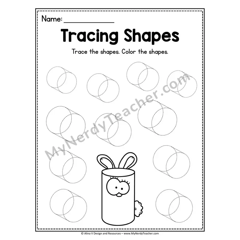Tracing Shapes Worksheet — Sphere Animal Picture Tracing