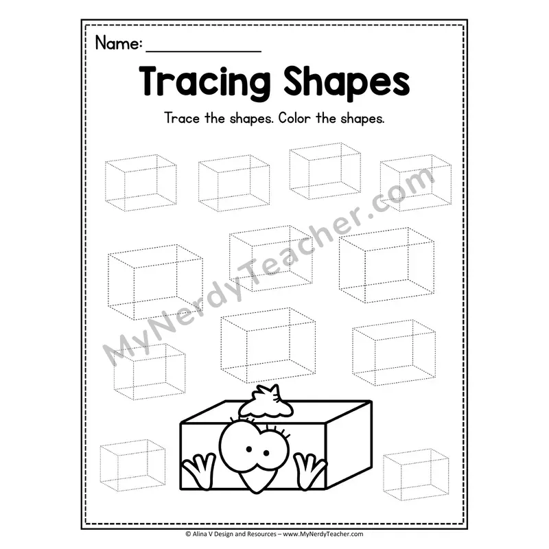 Tracing Shapes Worksheet — Cone Animal Picture Tracing