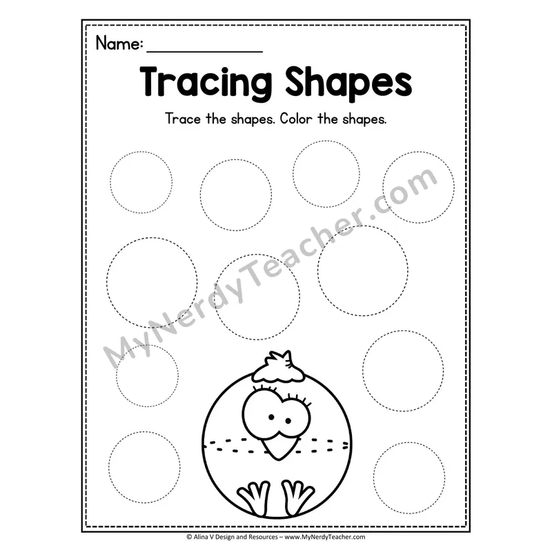 Tracing Shapes Worksheet — Cube Animal Picture Tracing
