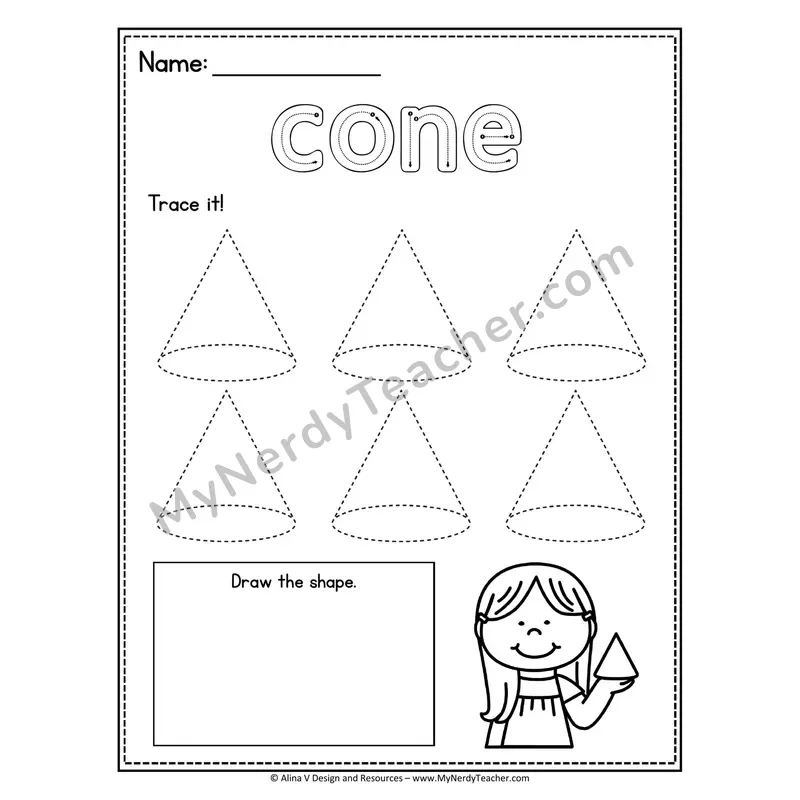 3D Shapes Tracing Worksheet — Trace Hollow Letters and Multiple Shapes