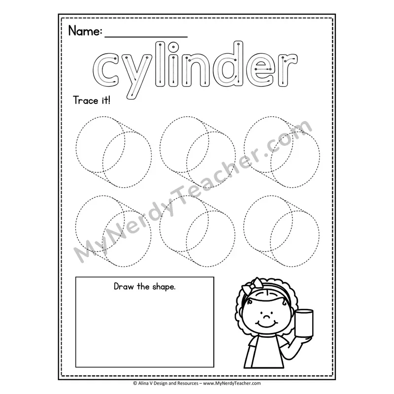 3D Shapes Tracing Worksheet — Trace Hollow Letters and Multiple Shapes