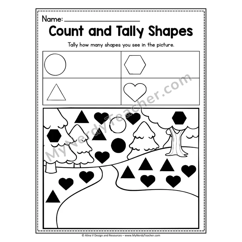 Count and Tally Shapes Worksheet — Tally Hidden Shapes in Picture
