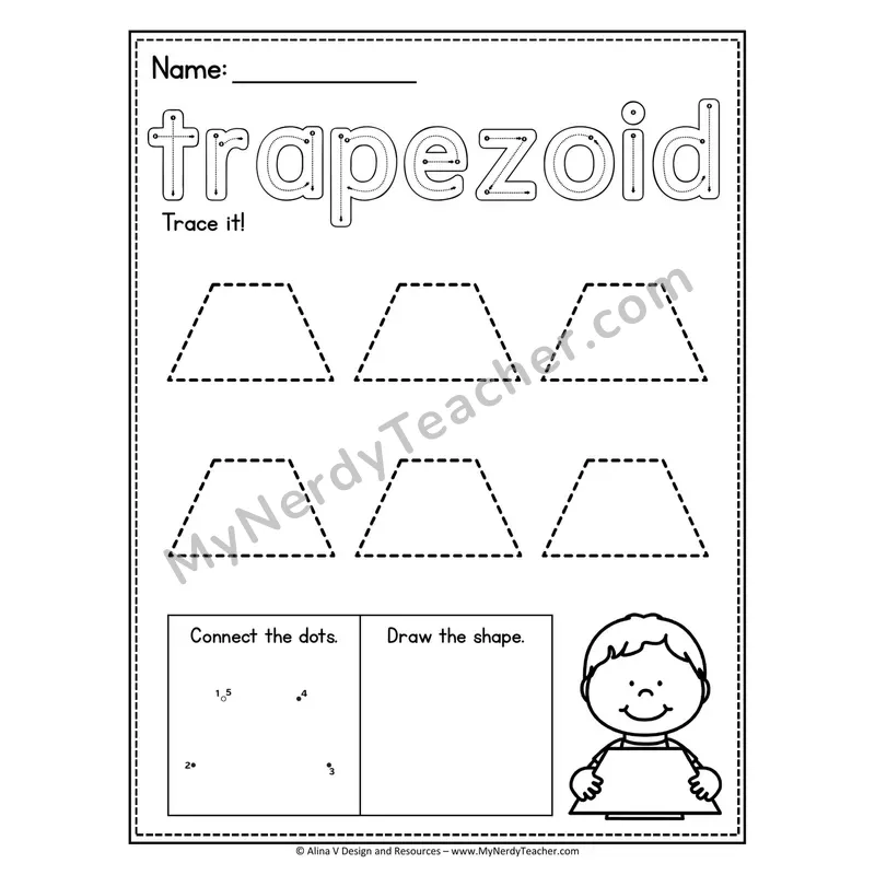 2D Shape Tracing Worksheet — Trace Hollow Letters and Multiple Shapes
