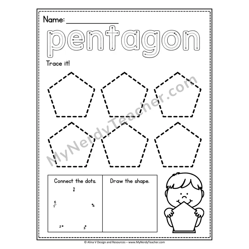 2D Shape Tracing Worksheet — Trace Hollow Letters and Multiple Shapes