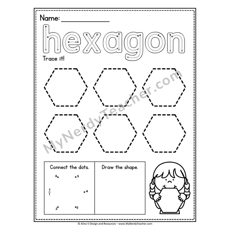 2D Shape Tracing Worksheet — Trace Hollow Letters and Multiple Shapes