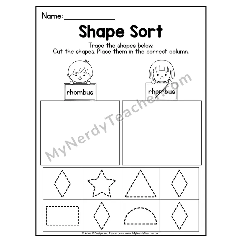 2D Shape Sort Worksheet — Trace, Cut, and Sort Triangles