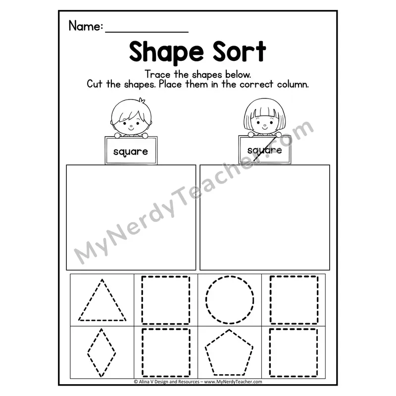 2D Shape Sort Worksheet — Trace, Cut, and Sort Circles