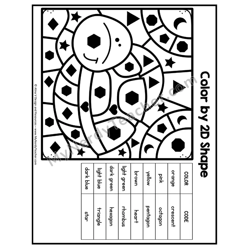 Color by 2D Shape Worksheet — Mystery Picture #7