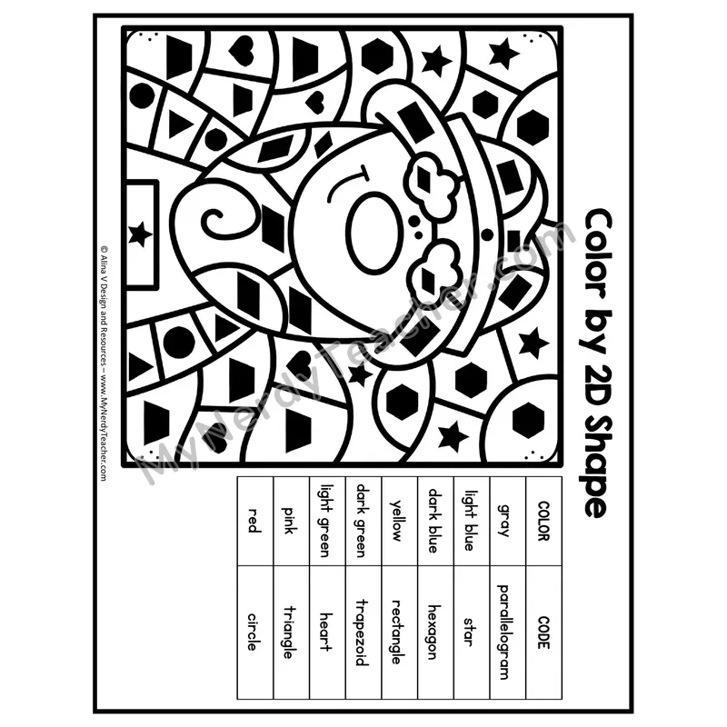 Color by 2D Shape Worksheet — Mystery Picture #10