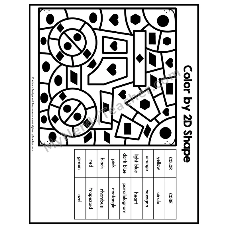 Color by 2D Shape Worksheet — Mystery Picture #11