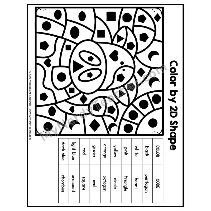 Color by 2D Shape Worksheet — Mystery Picture #9