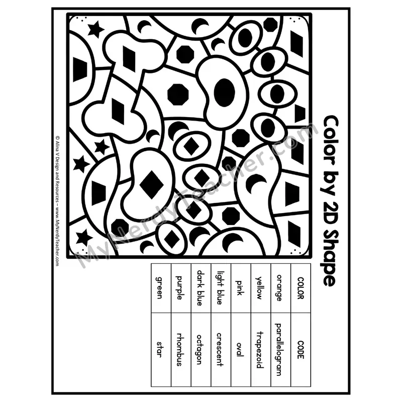 Color by 2D Shape Worksheet — Mystery Picture #8