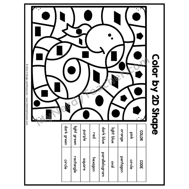 Color by 2D Shape Worksheet — Mystery Picture #6