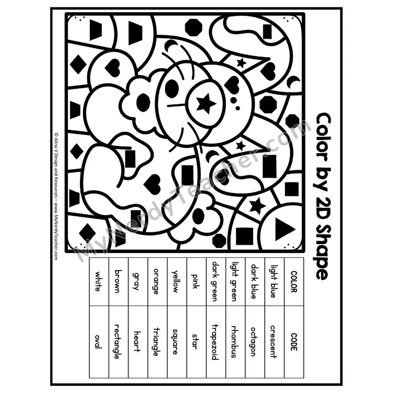 Color by 2D Shape Worksheet — Mystery Picture #5
