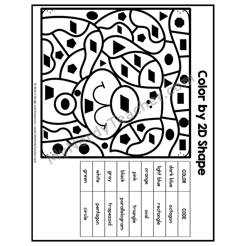 Color by 2D Shape Worksheet — Mystery Picture #2