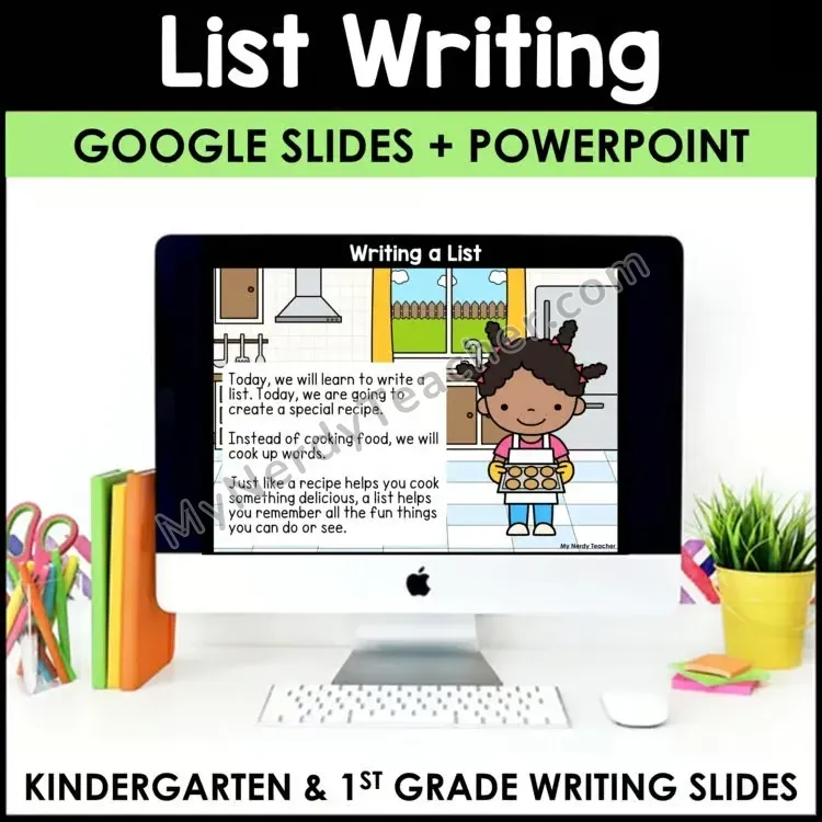 Writing Lists Mini-Lesson — Picture Prompts (Google Slides)