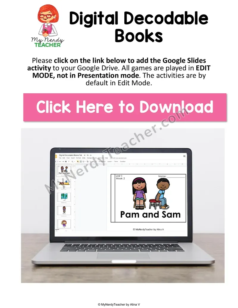 Digital Decodable Books — Google Slides CVC Readers