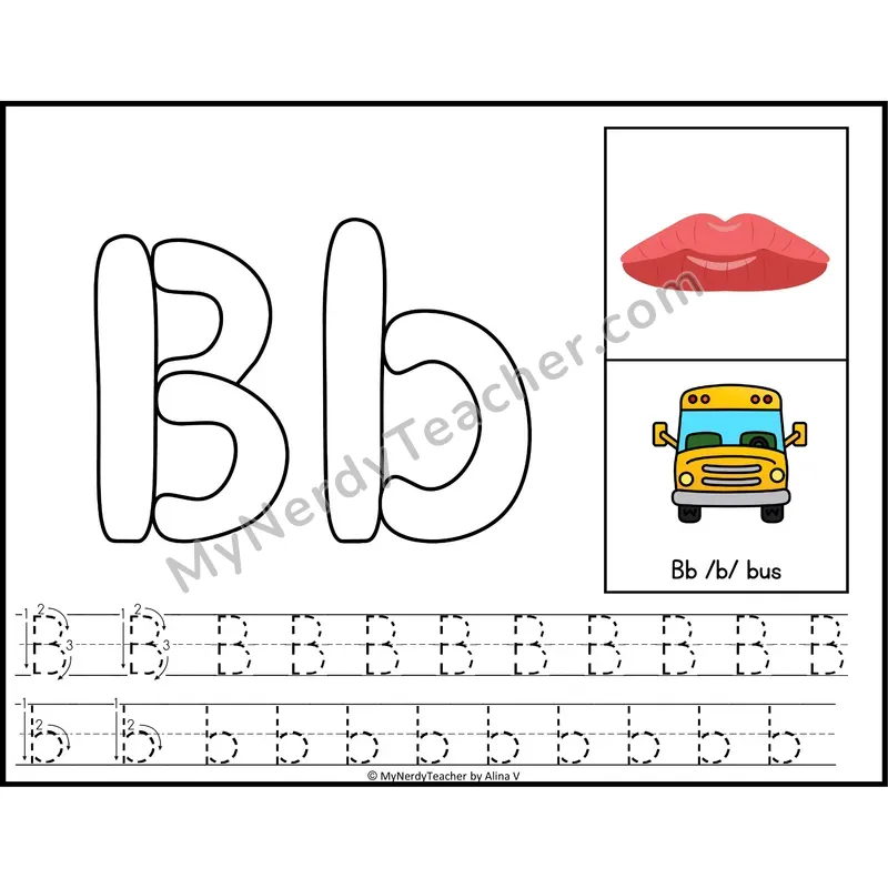 Letter B Playdough Mat — Color Alphabet Tracing Mat with Articulation
