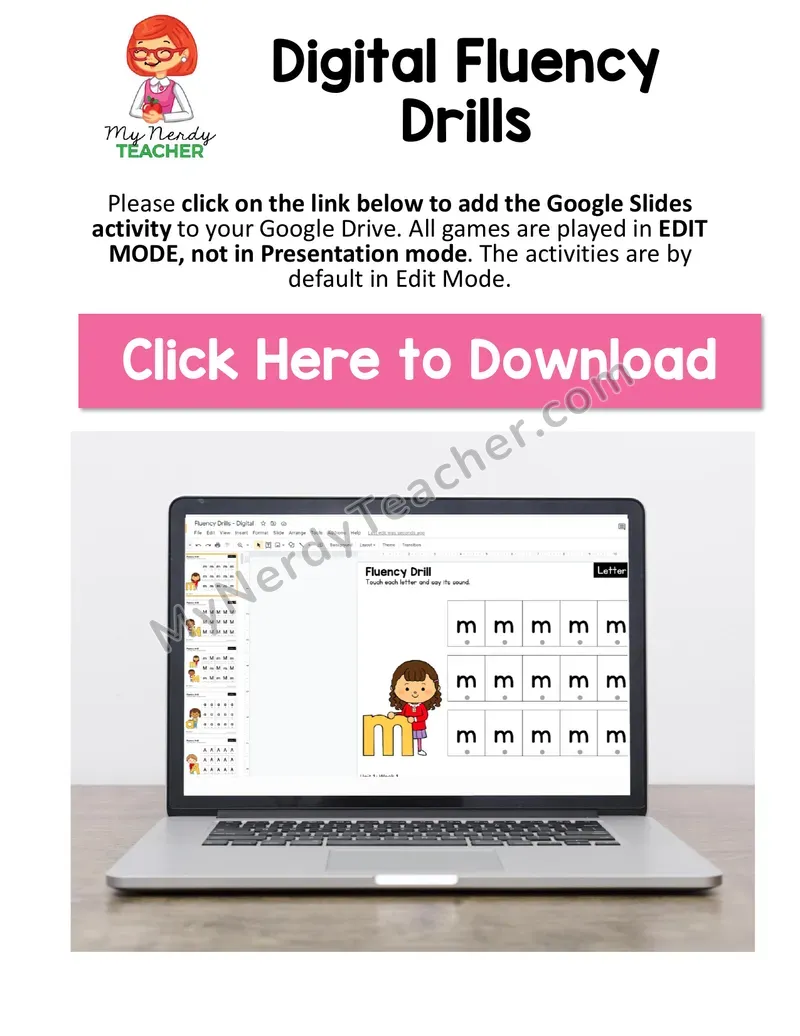 Digital Fluency Drills — Letter Sound Practice Google Slides
