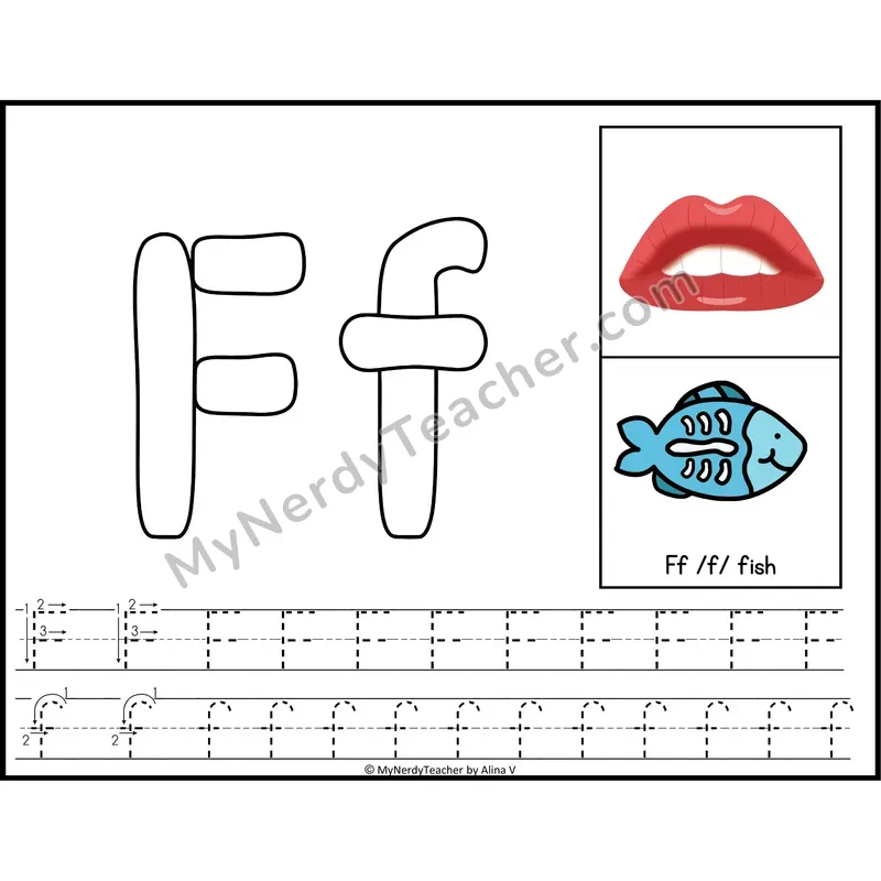 Letter F Playdough Mat — Color Alphabet Tracing Mat with Articulation