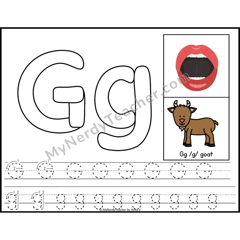 Letter G Playdough Mat — Color Alphabet Tracing Mat with Articulation