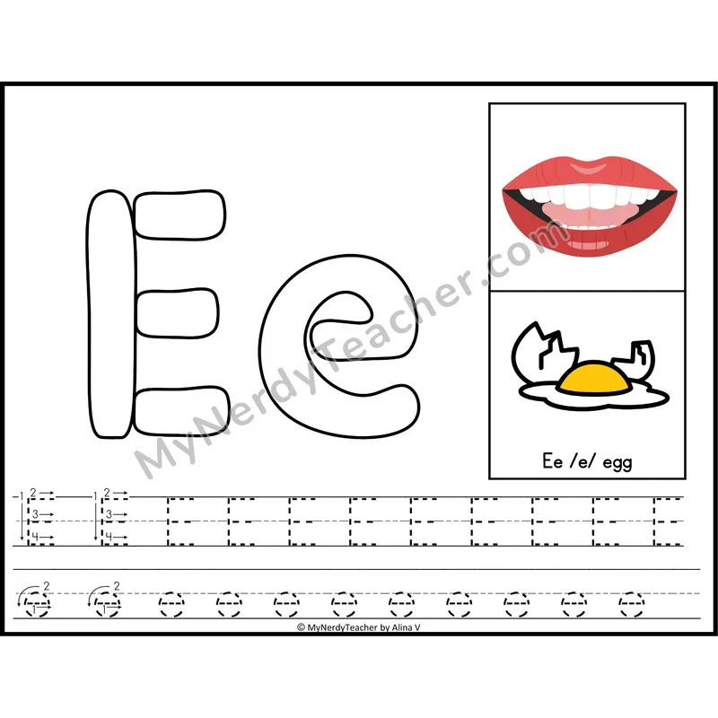 Letter E Playdough Mat — Color Alphabet Tracing Mat with Articulation
