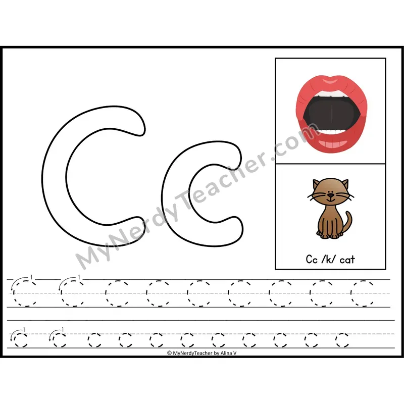 Letter C Playdough Mat — Color Alphabet Tracing Mat with Articulation