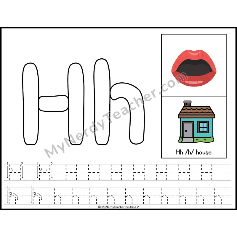 Letter H Playdough Mat — Color Alphabet Tracing Mat with Articulation
