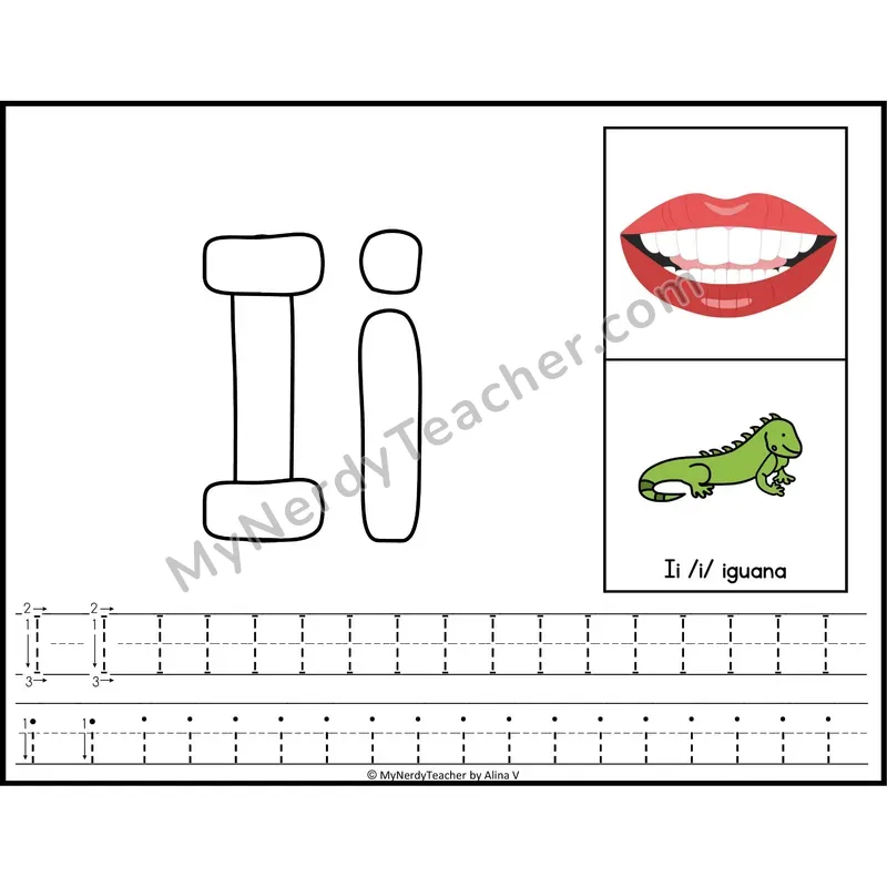 Letter I Playdough Mat — Color Alphabet Tracing Mat with Articulation