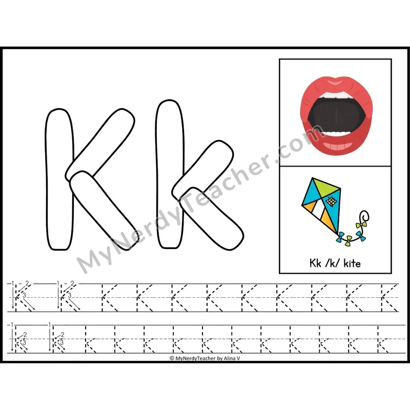 Letter K Playdough Mat — Color Alphabet Tracing Mat with Articulation