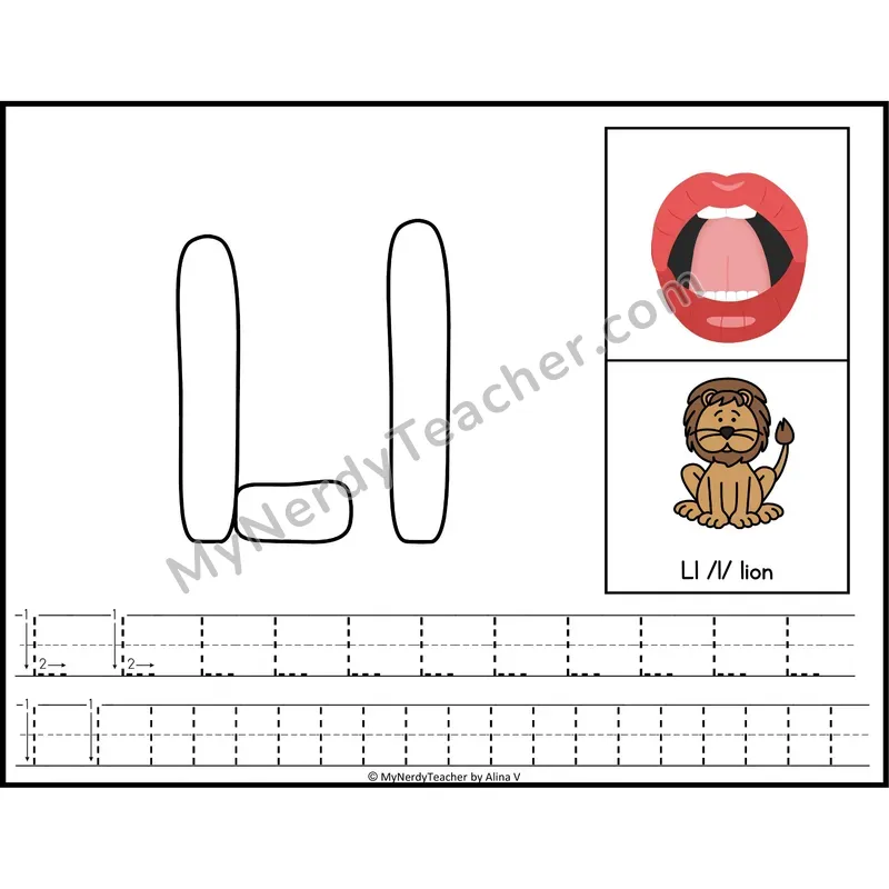 Letter L Playdough Mat — Color Alphabet Tracing Mat with Articulation