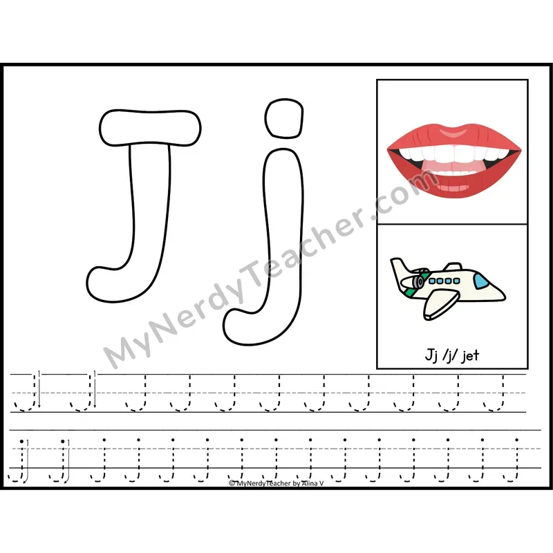 Letter J Playdough Mat — Color Alphabet Tracing Mat with Articulation