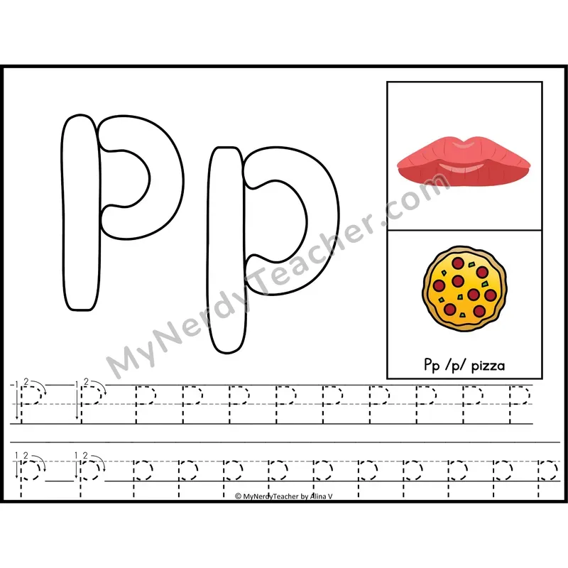 Letter P Playdough Mat — Color Alphabet Tracing Mat with Articulation