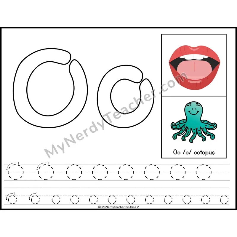 Letter O Playdough Mat — Color Alphabet Tracing Mat with Articulation
