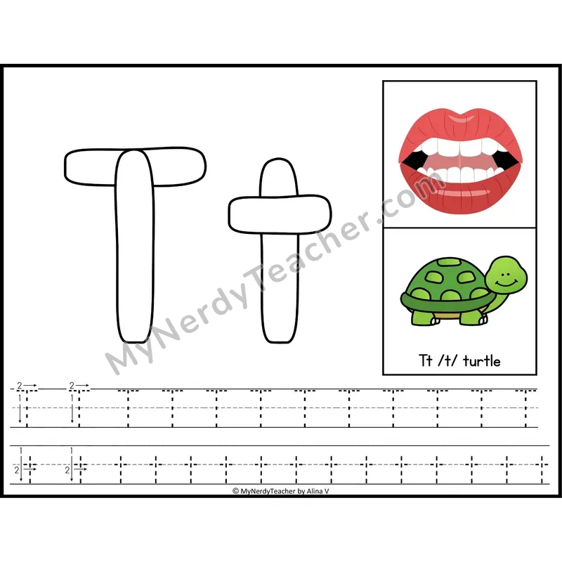 Letter T Playdough Mat — Color Alphabet Tracing Mat with Articulation