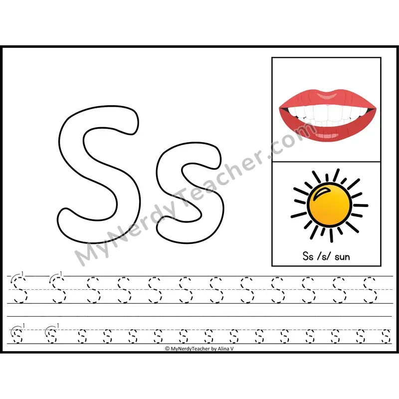 Letter S Playdough Mat — Color Alphabet Tracing Mat with Articulation