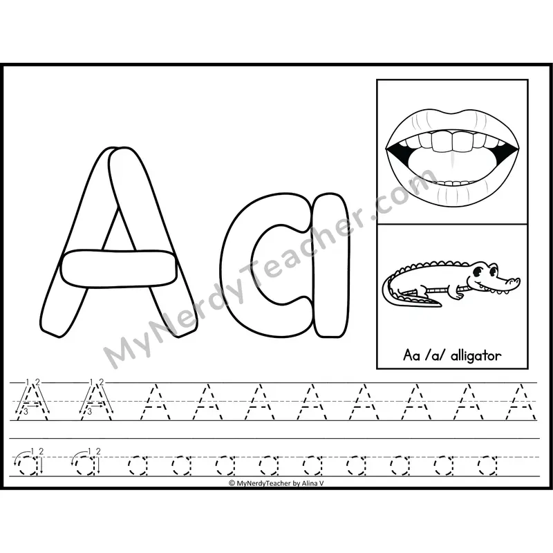 Letter A Playdough Mat — Black and White Alphabet Tracing Mat with Articulation