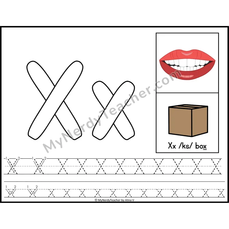 Letter X Playdough Mat — Color Alphabet Tracing Mat with Articulation
