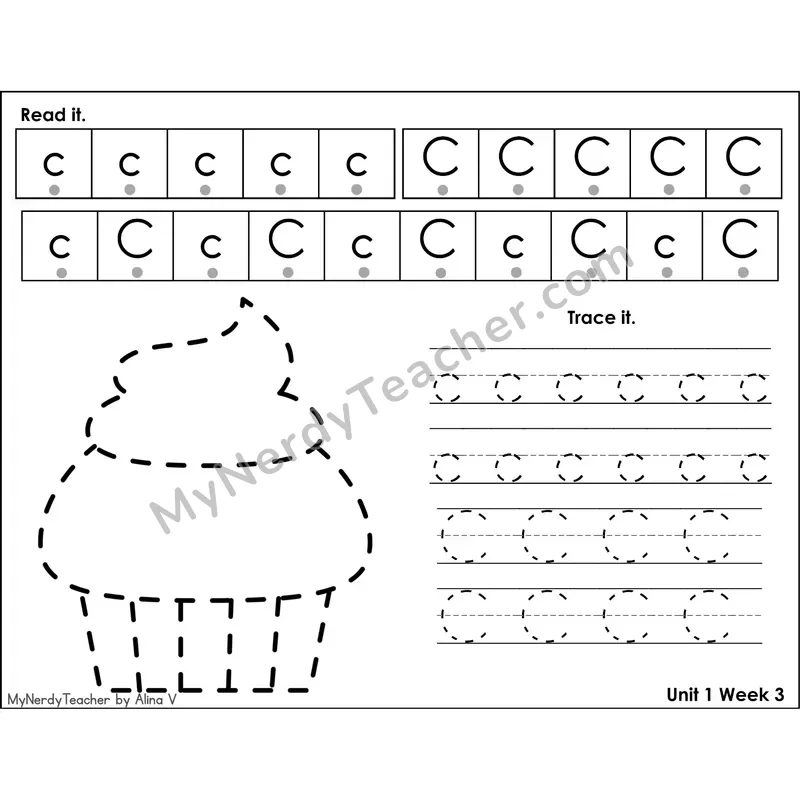 Letter G Tracing Activity — Read It Trace It Worksheet with Picture